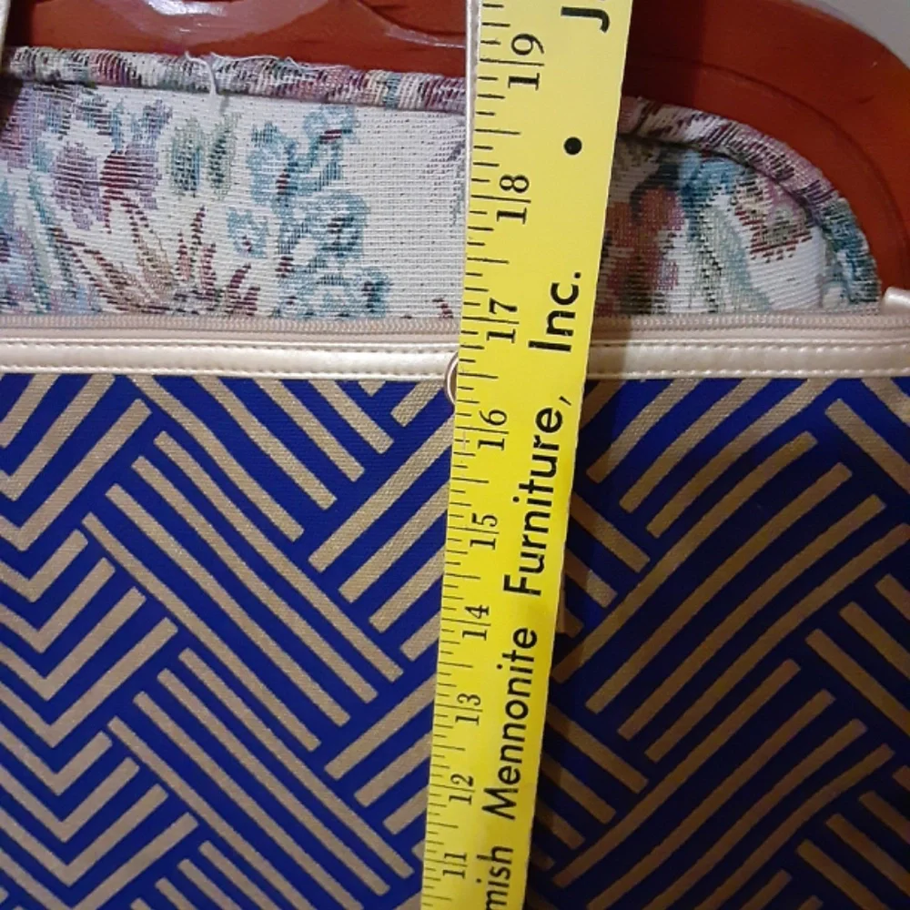 Kirkland's Metallic Gold & Blue Geometric Pattern Tote Bag